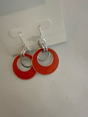 Adorable Silver Hoop Drop Earrings
